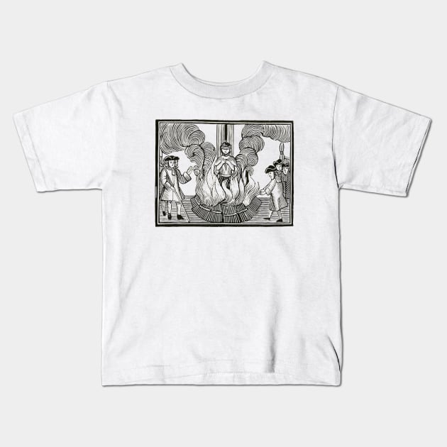 Joan or Arc Woodcut Design Kids T-Shirt by kaliyuga